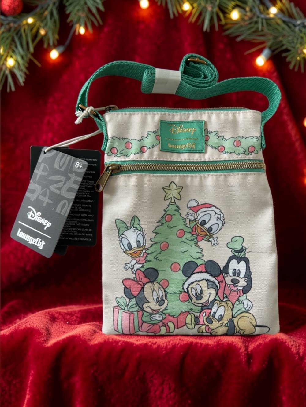 Loungefly Holiday Disney Baby Mickey and friends Crossbody Bag